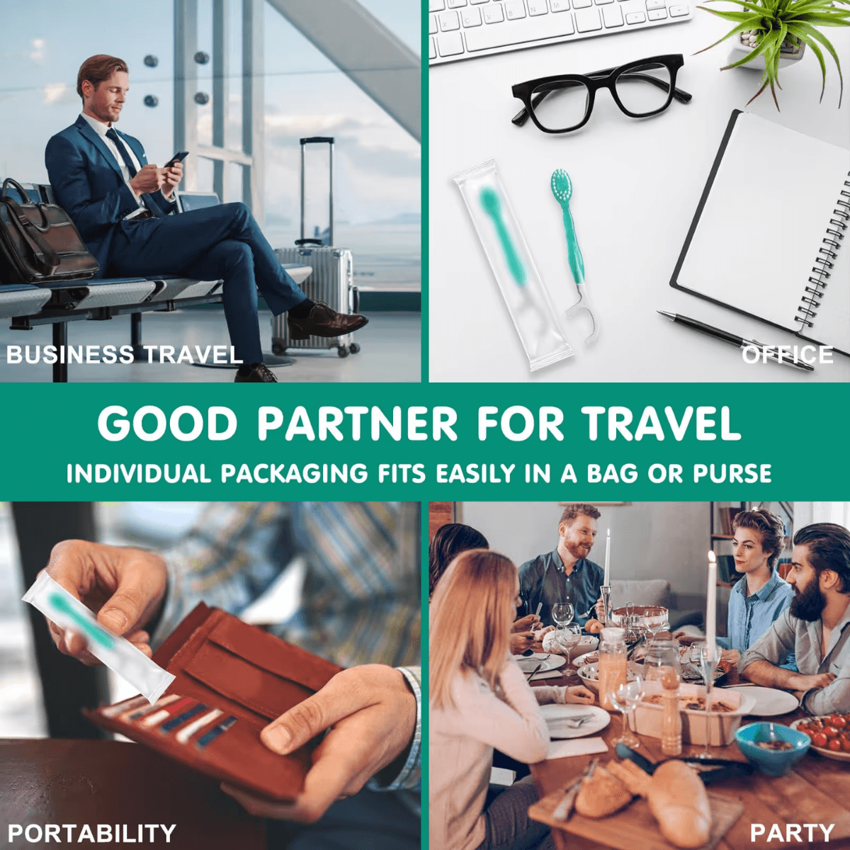 Complete 5-in-1 Travel Smile Set: Mini Toothbrush, Floss, Tongue Scraper & Toothpick