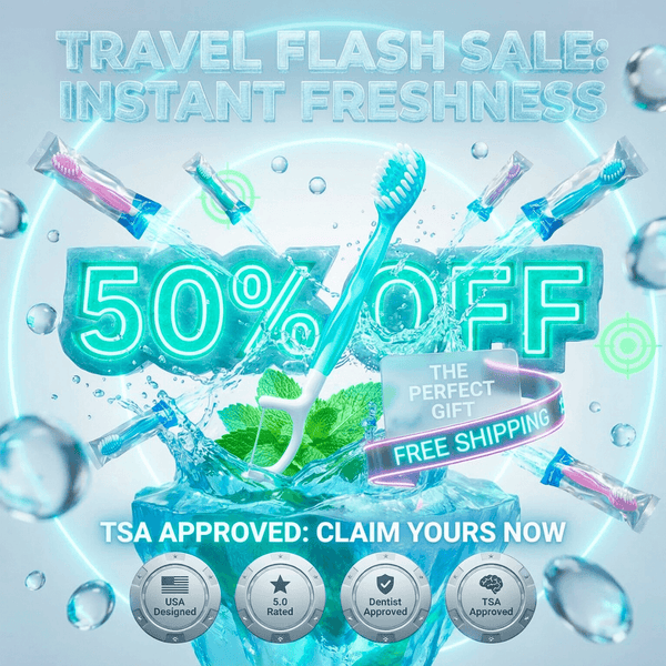 Complete 5-in-1 Travel Smile Set: Mini Toothbrush, Floss, Tongue Scraper & Toothpick